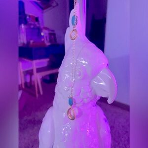 Gold-tone lariat with turquoise enhancements